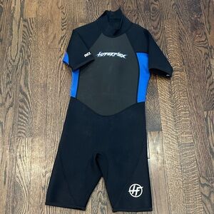 Boys youth hyperflex Swim Wetsuit - Black and Blue shortie surf 12